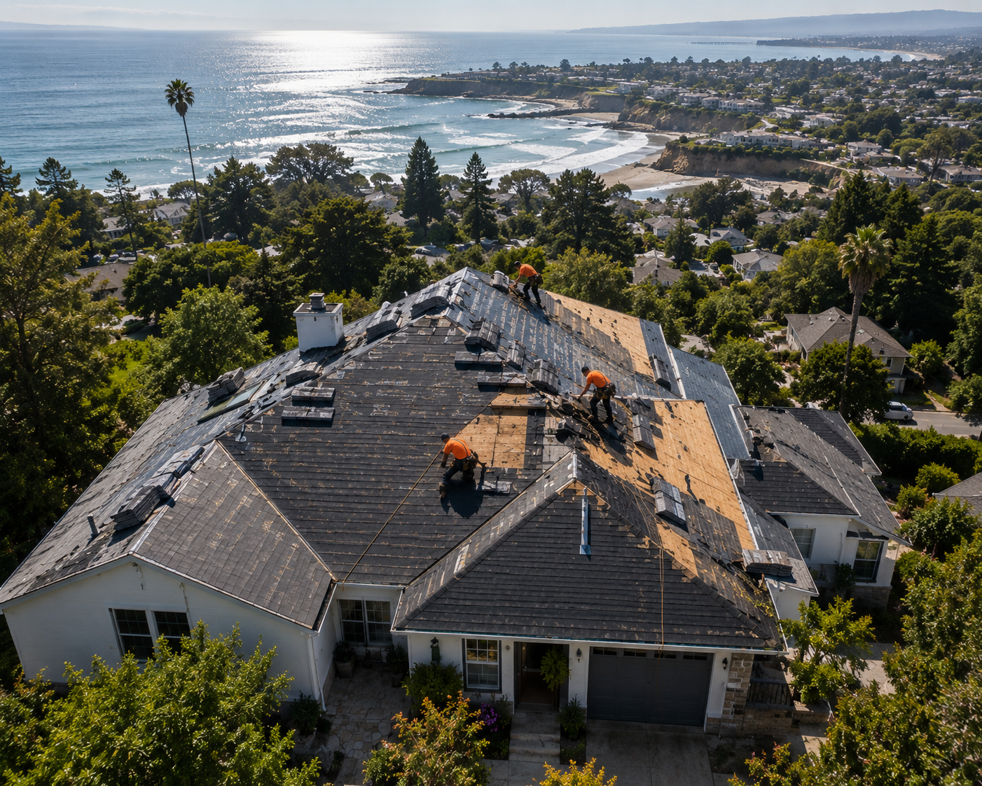 Cal Coast Roofing completing a full roof replacement in Santa Cruz County