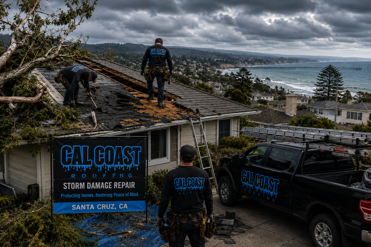 Cal Coast Roofing storm damage repair in Santa Cruz County
